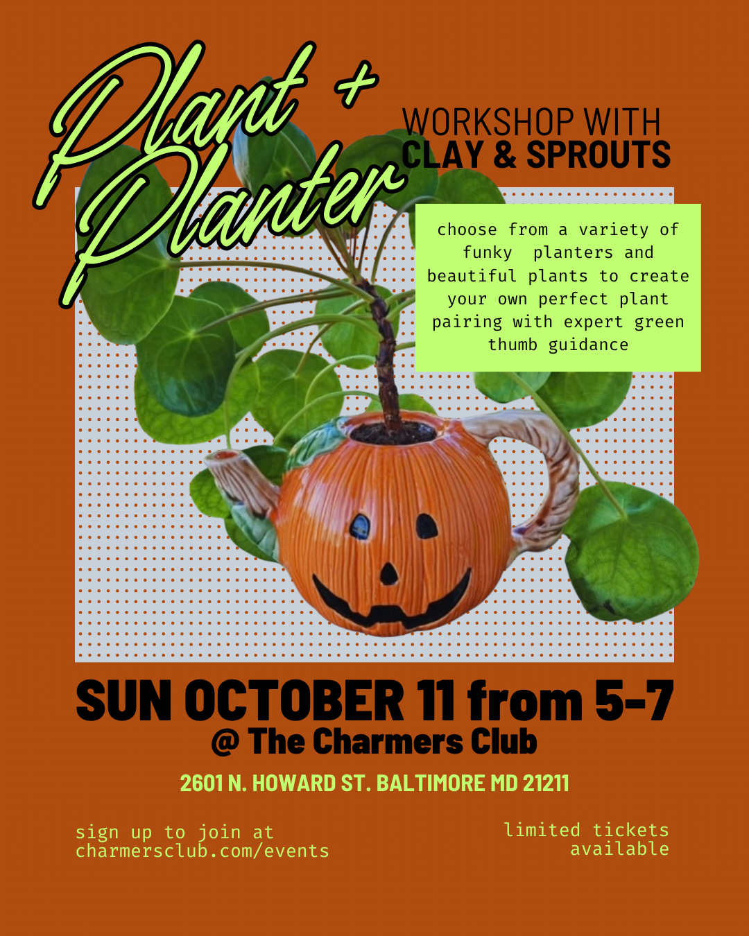 October Plant & Planter Workshop with Clay and Sprouts